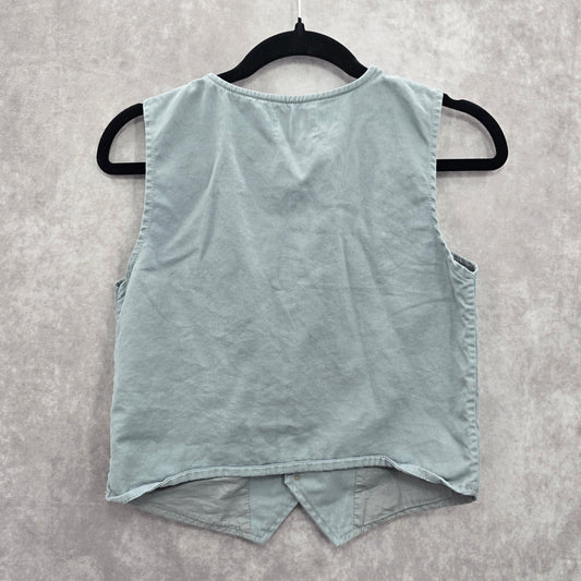 Gray Youth Kids Boys Button Up Formal Y2K Vintage Tuxedo Goth Cotton Vest XL 14