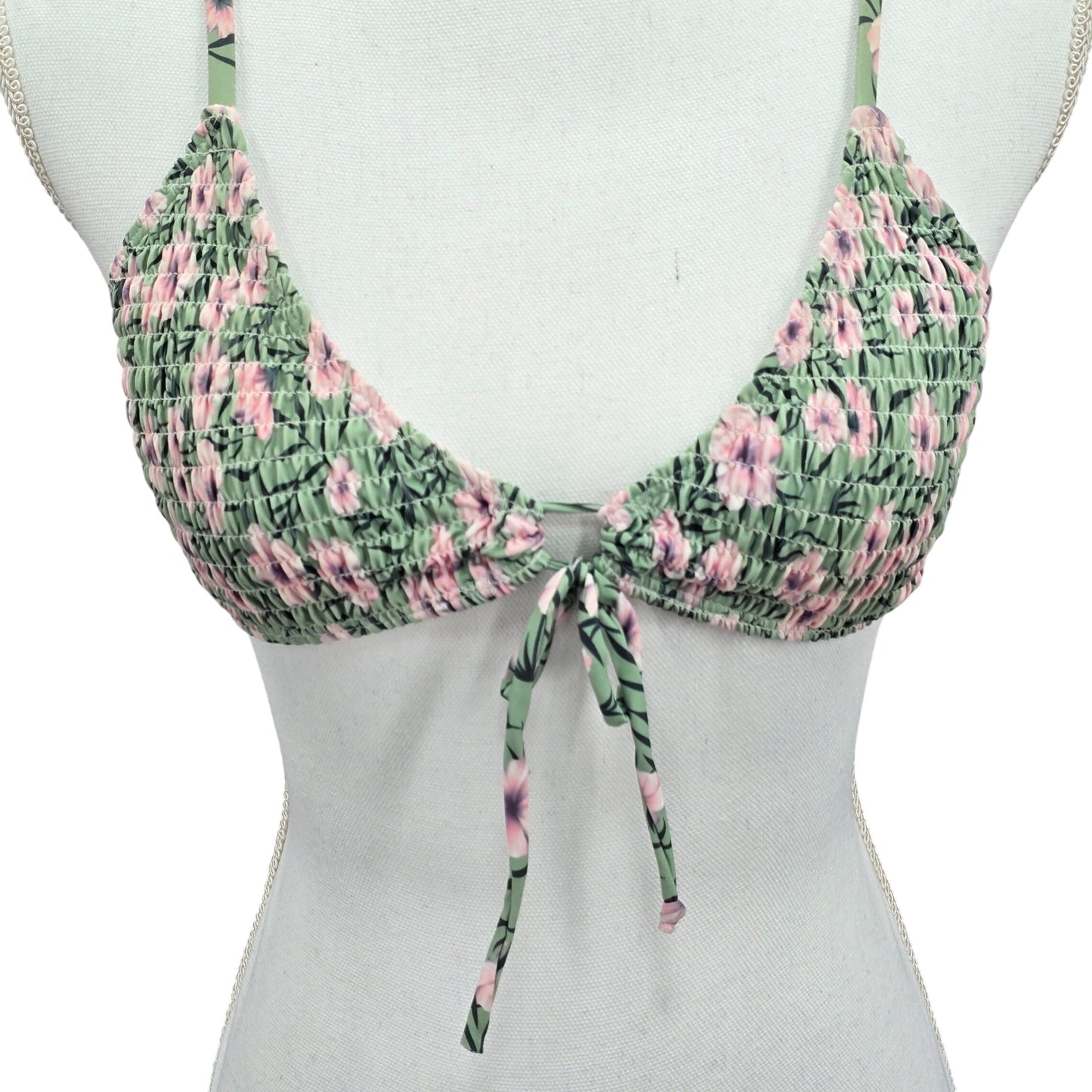 Floral Y2K Coquette Barbie Cottage Mermaid Green Swimwear Bikini Top Medium