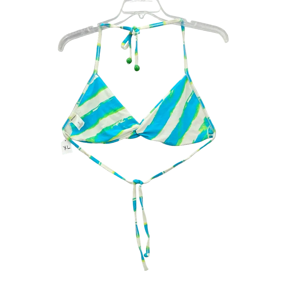 Y2K Mermaid Old Navy Blue Green Bead Stripe String Skimpy Bikini Top Swimwear XL