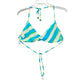 Y2K Mermaid Old Navy Blue Green Bead Stripe String Skimpy Bikini Top Swimwear XL