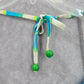 Y2K Mermaid Old Navy Blue Green Bead Stripe String Skimpy Bikini Top Swimwear XL