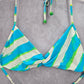 Y2K Mermaid Old Navy Blue Green Bead Stripe String Skimpy Bikini Top Swimwear XL