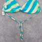 Y2K Mermaid Old Navy Blue Green Bead Stripe String Skimpy Bikini Top Swimwear XL
