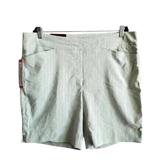 Hilary Radley Blue White Striped Chino Bermuda Flat Front Pullon Shorts NWT XXL