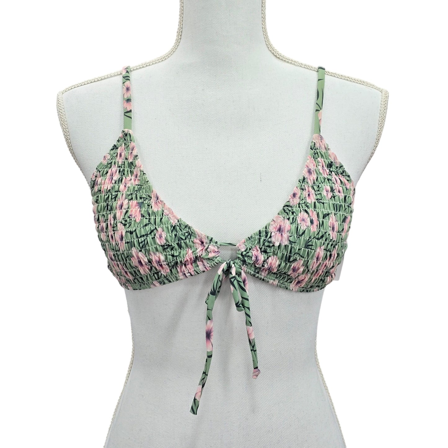 Floral Y2K Coquette Barbie Cottage Mermaid Green Swimwear Bikini Top Medium