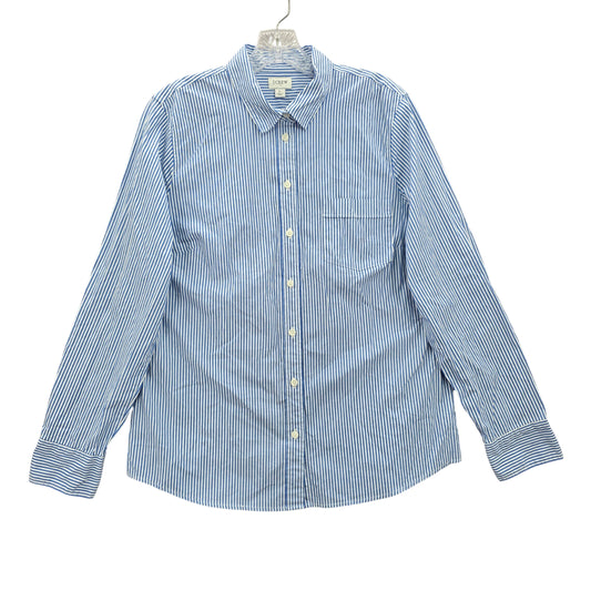 J. Crew Stripe Blue Button Office Preppy Grunge Y2K Minimalist Shirt Top Large