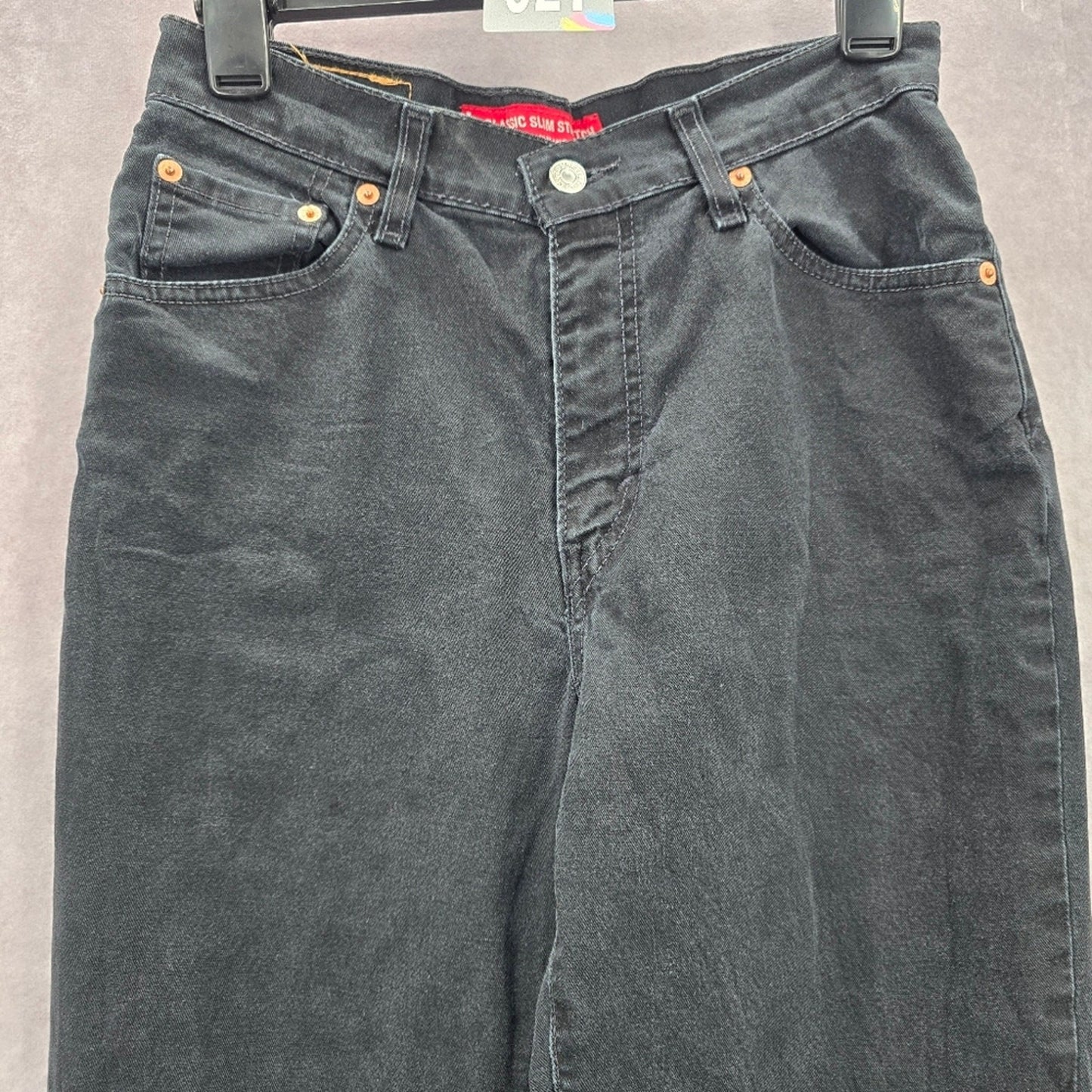 Levi's Classic Slim Stretch Tapered Leg Black Denim Pants 513 Jeans 8M