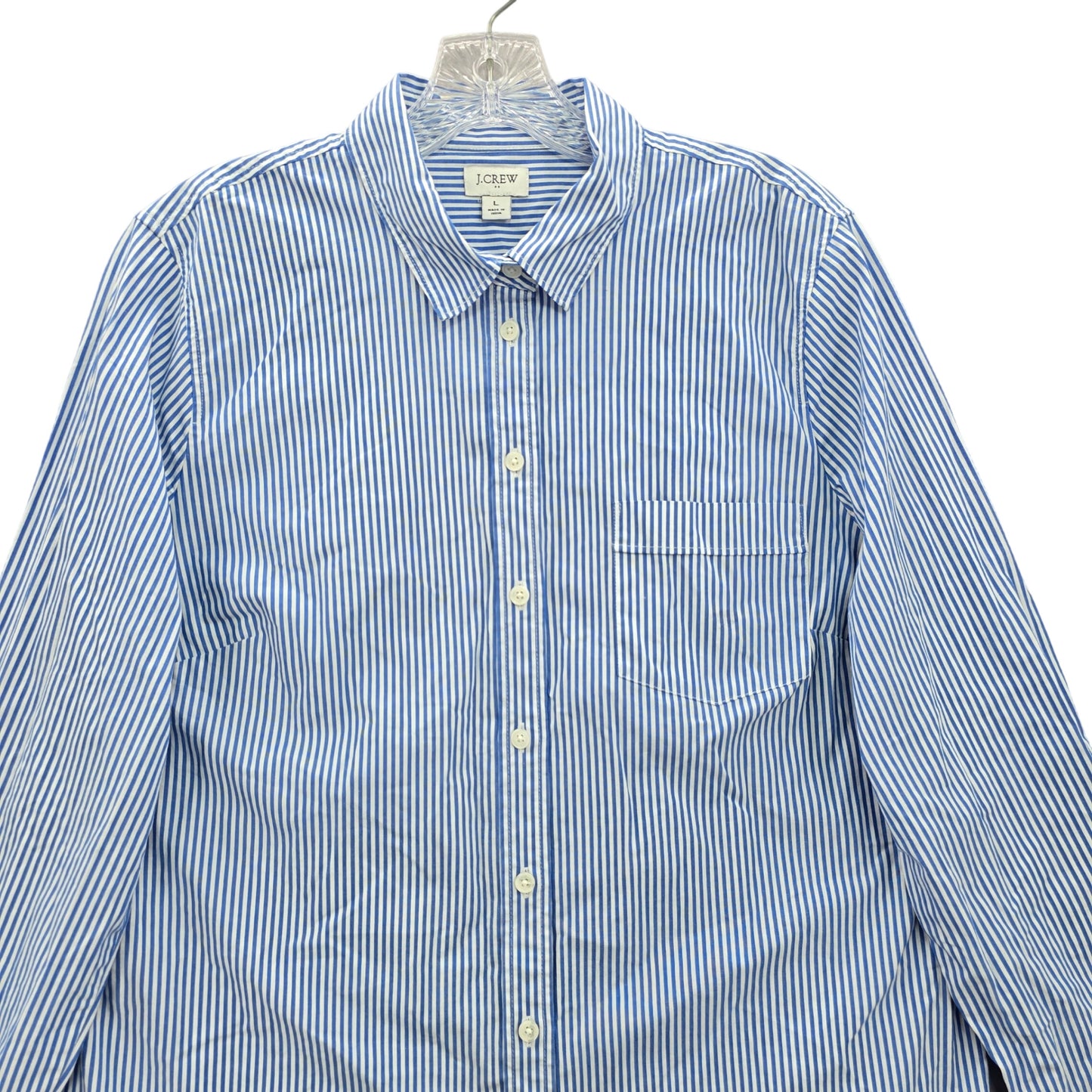 J. Crew Stripe Blue Button Office Preppy Grunge Y2K Minimalist Shirt Top Large