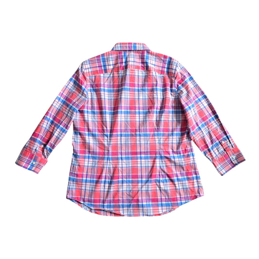Y2K Vintage Cabincore Plaid Check Button Pink Shirt Elena 90s Grunge Bella Top L