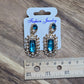 Blue Drop Crystal Rhinestone Floral Fashion Jewelry Whimsy Goth VTG Earrings OS