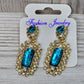 Blue Drop Crystal Rhinestone Floral Fashion Jewelry Whimsy Goth VTG Earrings OS