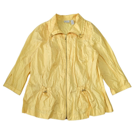 Yellow Vintage Scrunch Zipper Resort Beach Raincoat Tennis Preppy Chic Jacket 2