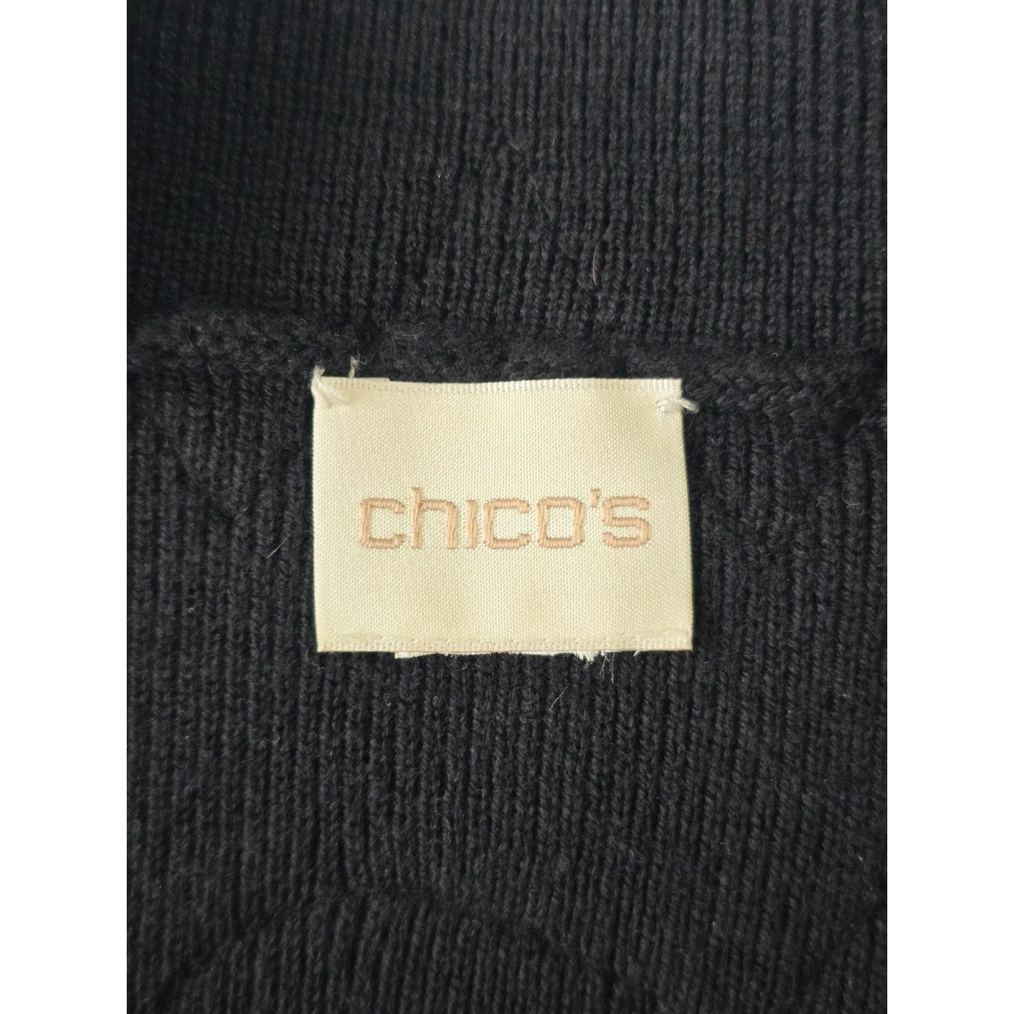 Black Regency Sweater Embroidered Dark Romantic Lace Chico's Cardigan Knit 3 XL