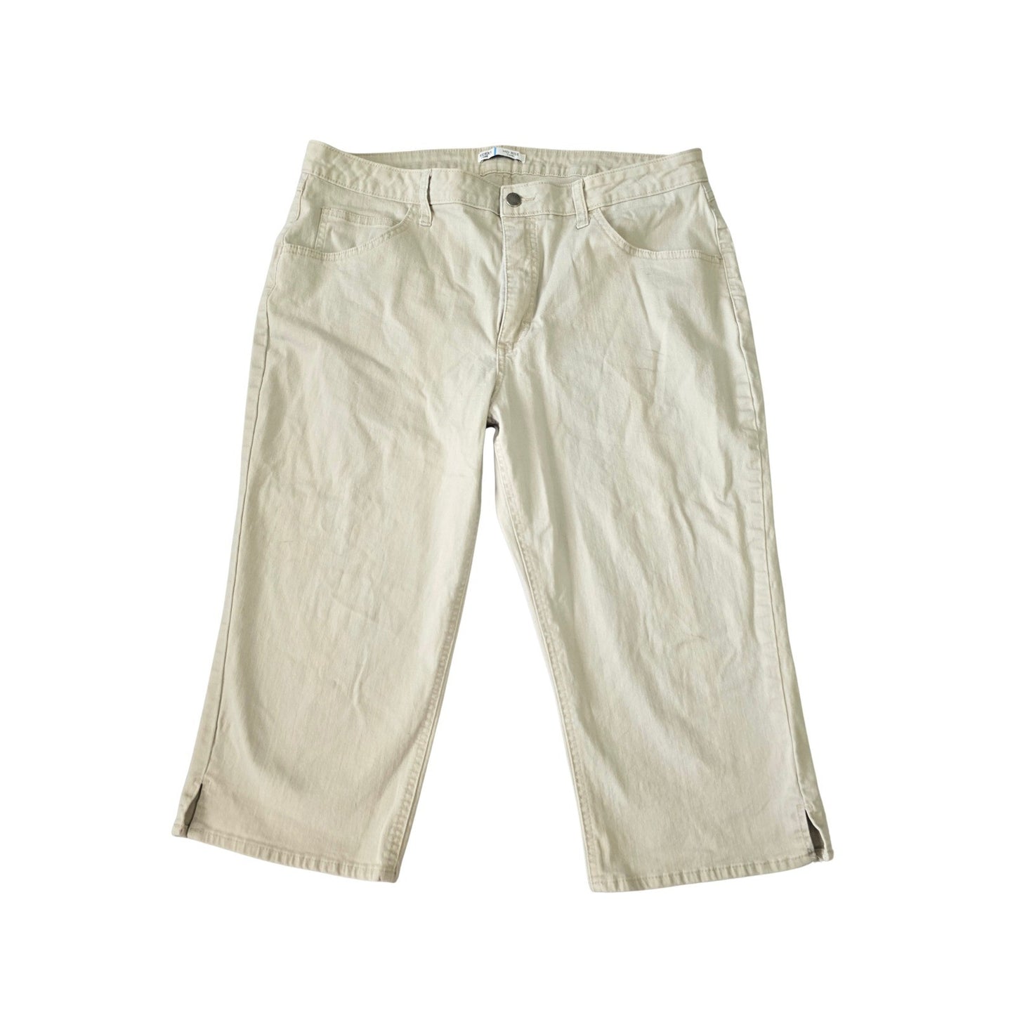Mid Rise Capri Tan Beach Resort Preppy Tennis Cropped Mom Khaki Pants Plus 18M