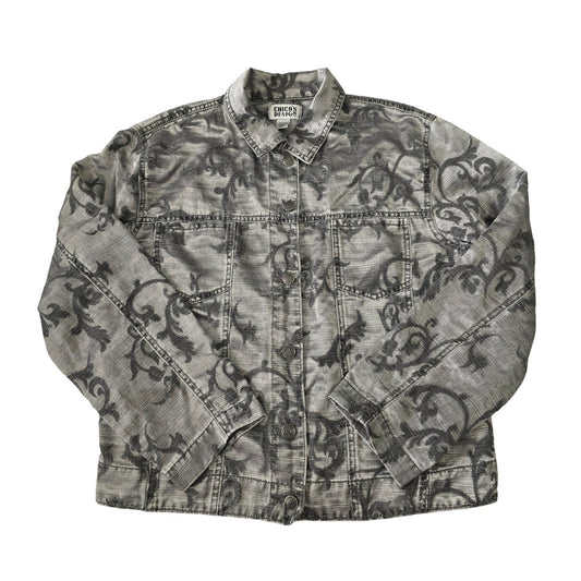 Gray Floral Paisley Vintage Resort Cottage Light Jacket Whimsy Goth Chic Rock 2