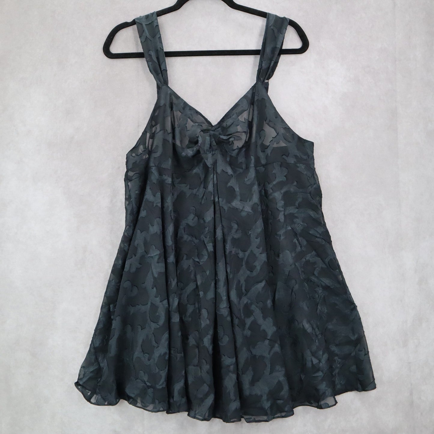 Victoria Secret Blue Black Vintage Floral Intimate Lingerie Slip Sheer Dress Large