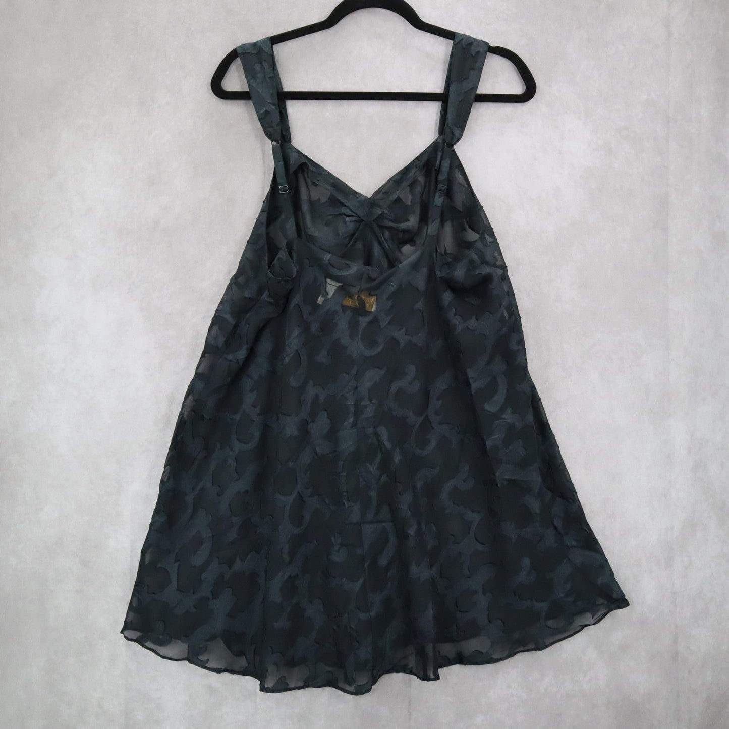 Victoria Secret Blue Black Vintage Floral Intimate Lingerie Slip Sheer Dress Large