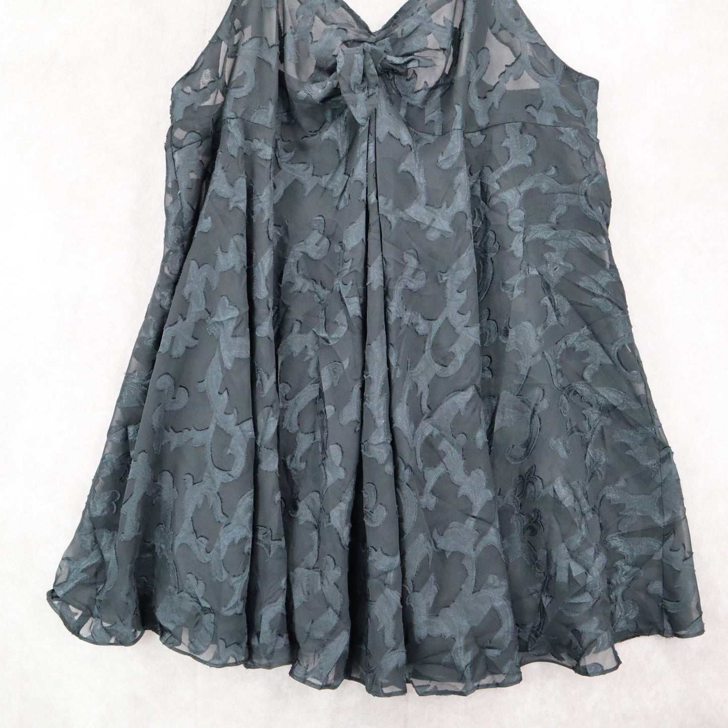 Victoria Secret Blue Black Vintage Floral Intimate Lingerie Slip Sheer Dress Large