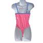 Colsie Pink One Piece Swimsuit Beach Vacation Barbie Cute Sheer Mesh Medium