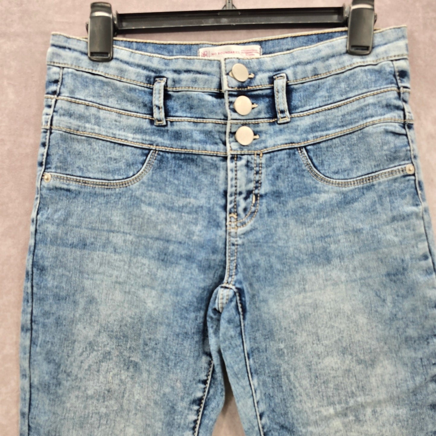 Blue Button Up 90s Vintage Skinny Jeans Denim Straight Leg Y2K Pants Size 9