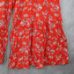 Red Floral Wide Leg Boho Y2K Cottage Pull On Straight Leg Flowy Pants Medium