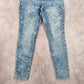 Blue Button Up 90s Vintage Skinny Jeans Denim Straight Leg Y2K Pants Size 9