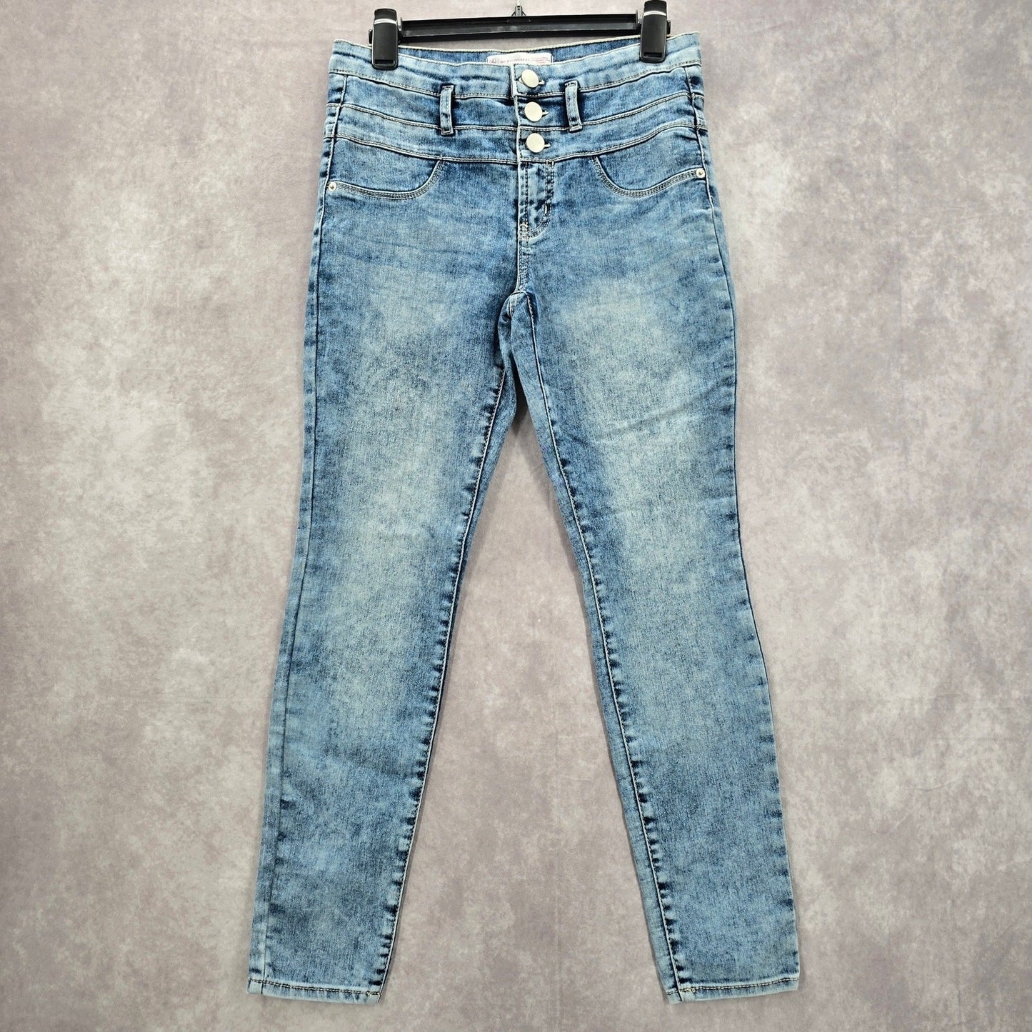 Blue Button Up 90s Vintage Skinny Jeans Denim Straight Leg Y2K Pants Size 9