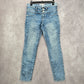 Blue Button Up 90s Vintage Skinny Jeans Denim Straight Leg Y2K Pants Size 9