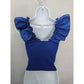 Blue Ruffle Ribbed Crop Top Goth Grunge Biker Rockstar Dressy Shein XS