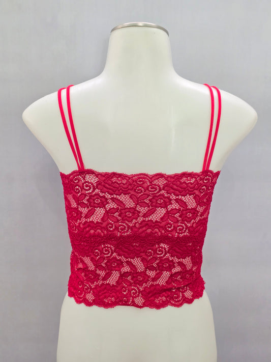 Red Romantic Boudoir Bridal Cottage Lingerie Feminine Floral Lace Bra Small