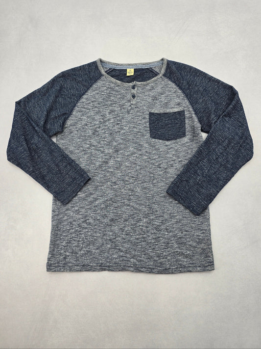 Navy Blue Work Casual Heather Grey Y2K Sweater Rustic Blue Boys Top Large