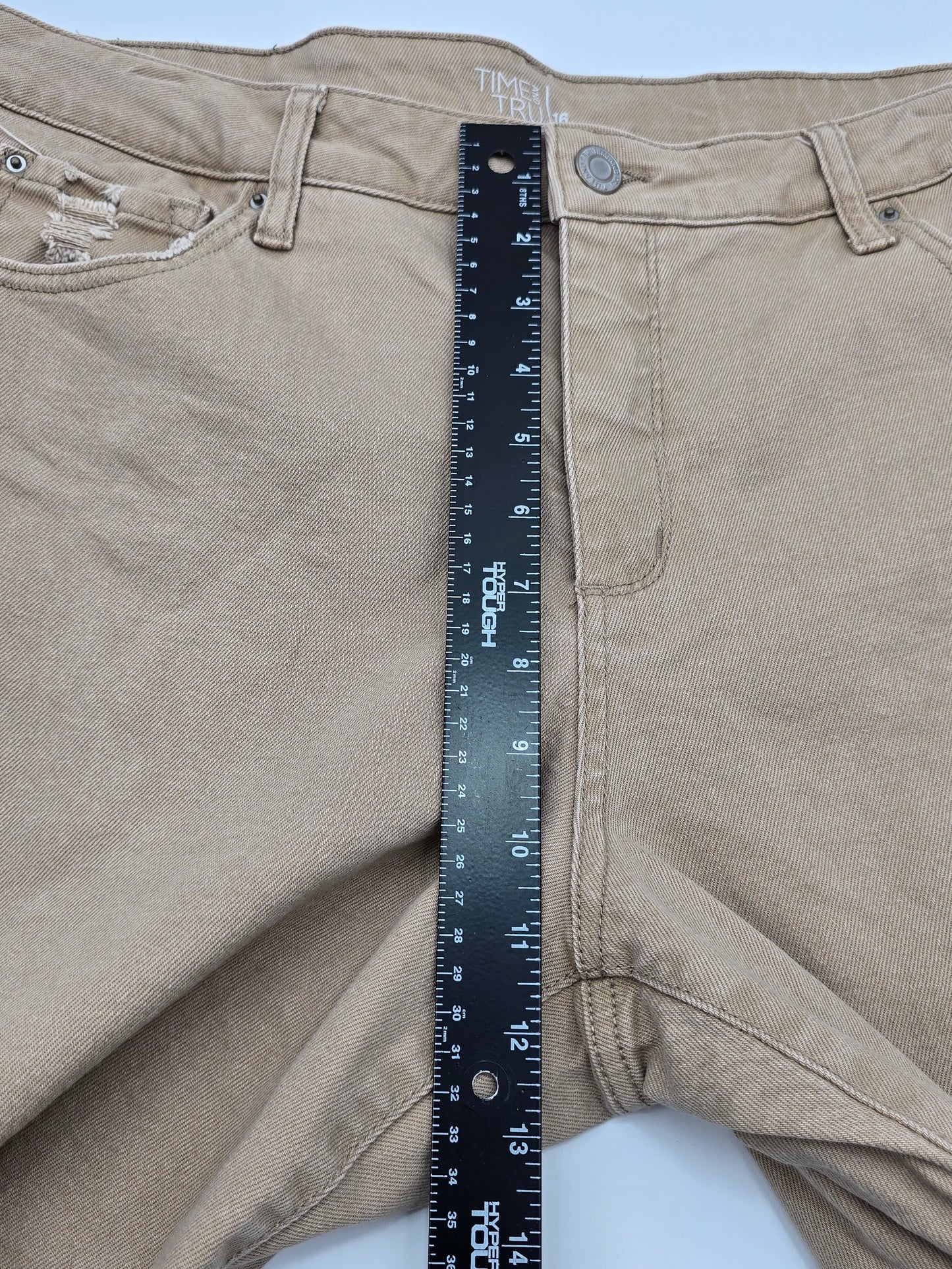 Time and Tru Brown Mid Rise Capri Cropped Y2K Distressed Denim Jeans Plus 16
