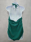 Striped Green Halter One Piece Swimsuit Beach 90s Resort Vacation Merona Large