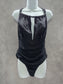Cupshe Black Whimsy Goth Ruched One Piece Halter Swimsuit Beach Vacation Large