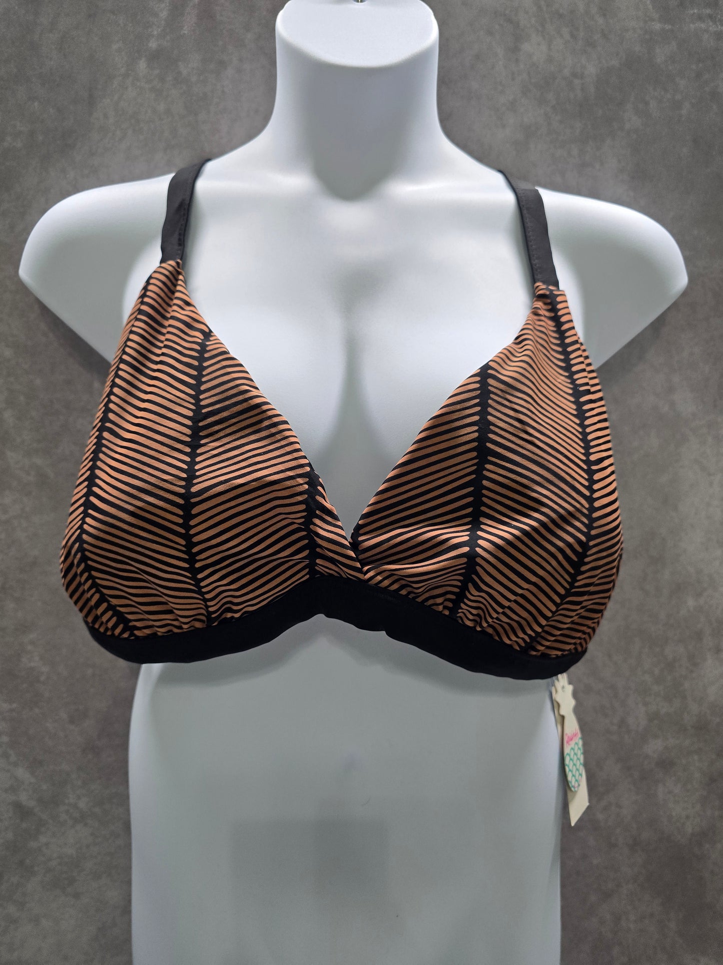 Raisins Black Geometric Bikini Goth Beach Swim Vacation Crisscross Top Plus 24W
