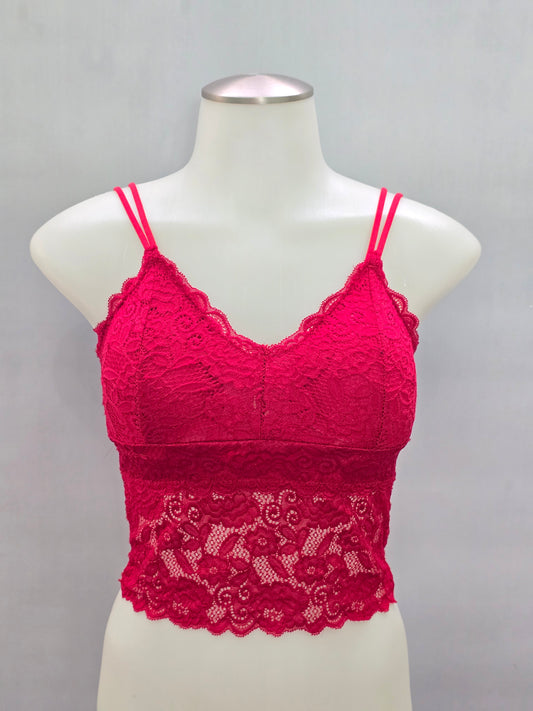Red Romantic Boudoir Bridal Cottage Lingerie Feminine Floral Lace Bra Small