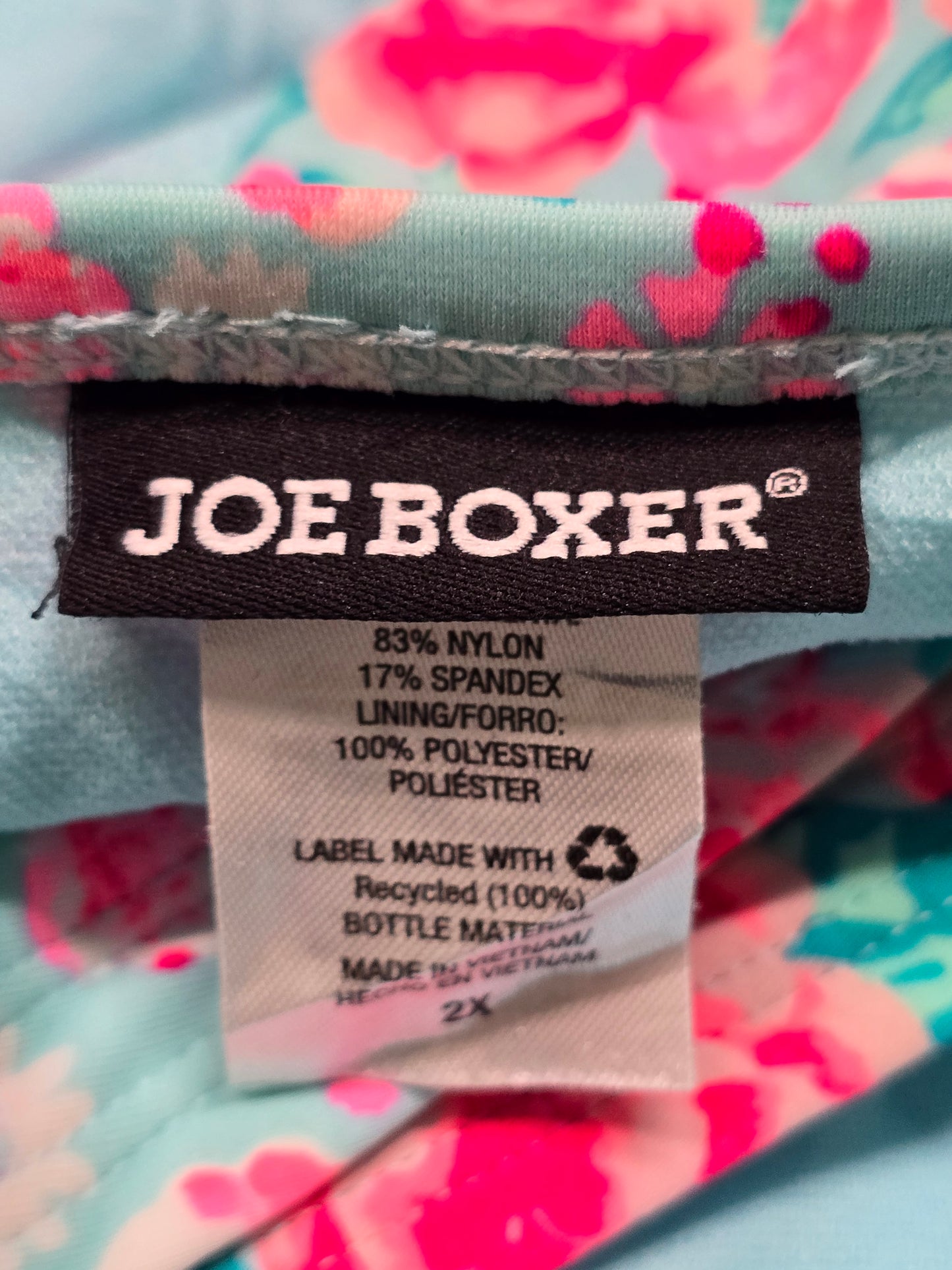 Joe Boxer Blue Floral Bikini Boho Bow Coquette Swim Top Plus 2X