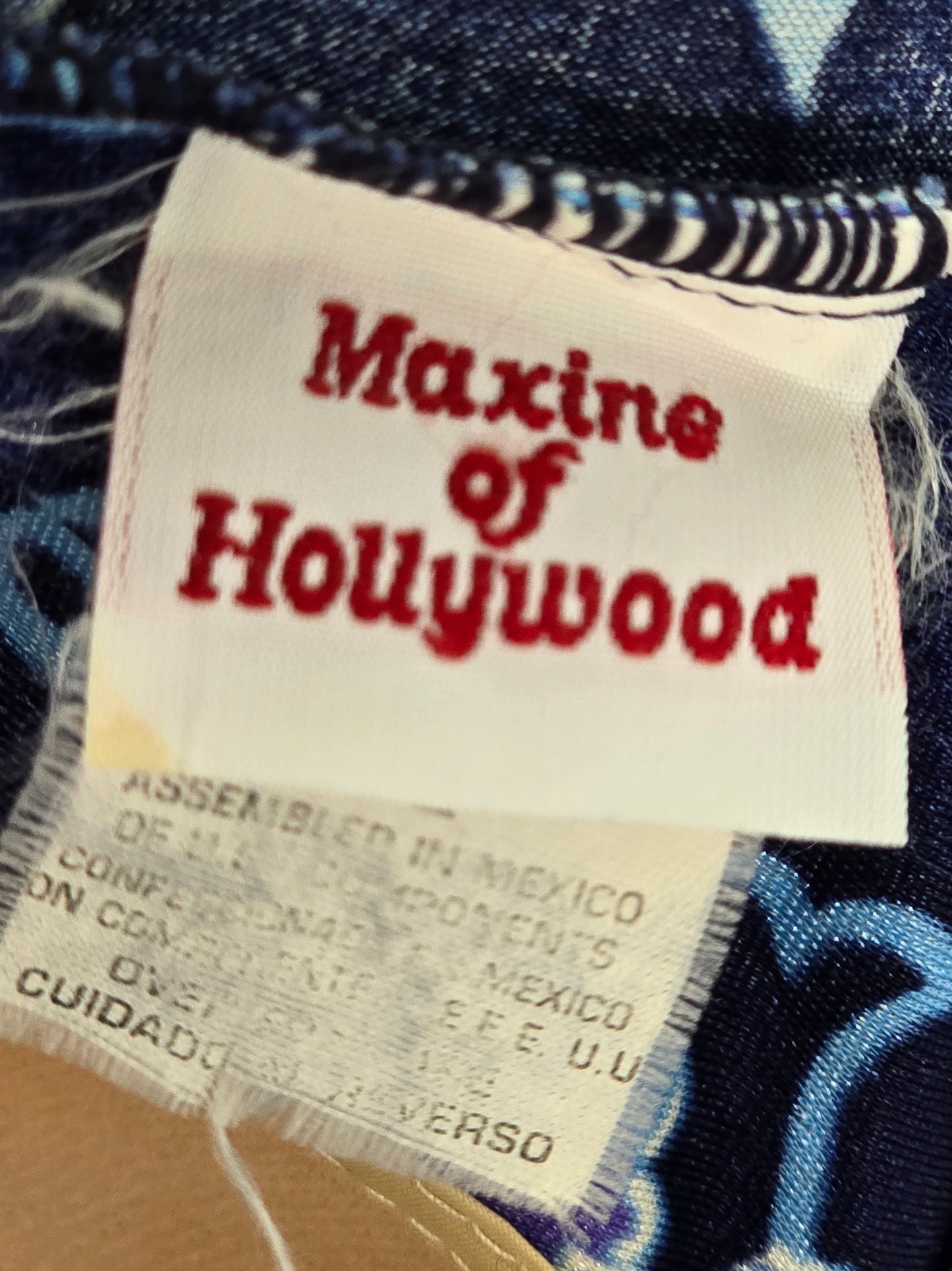 Maxine of Hollywood Blue Floral One Piece Swimsuit Beach Vacation Large