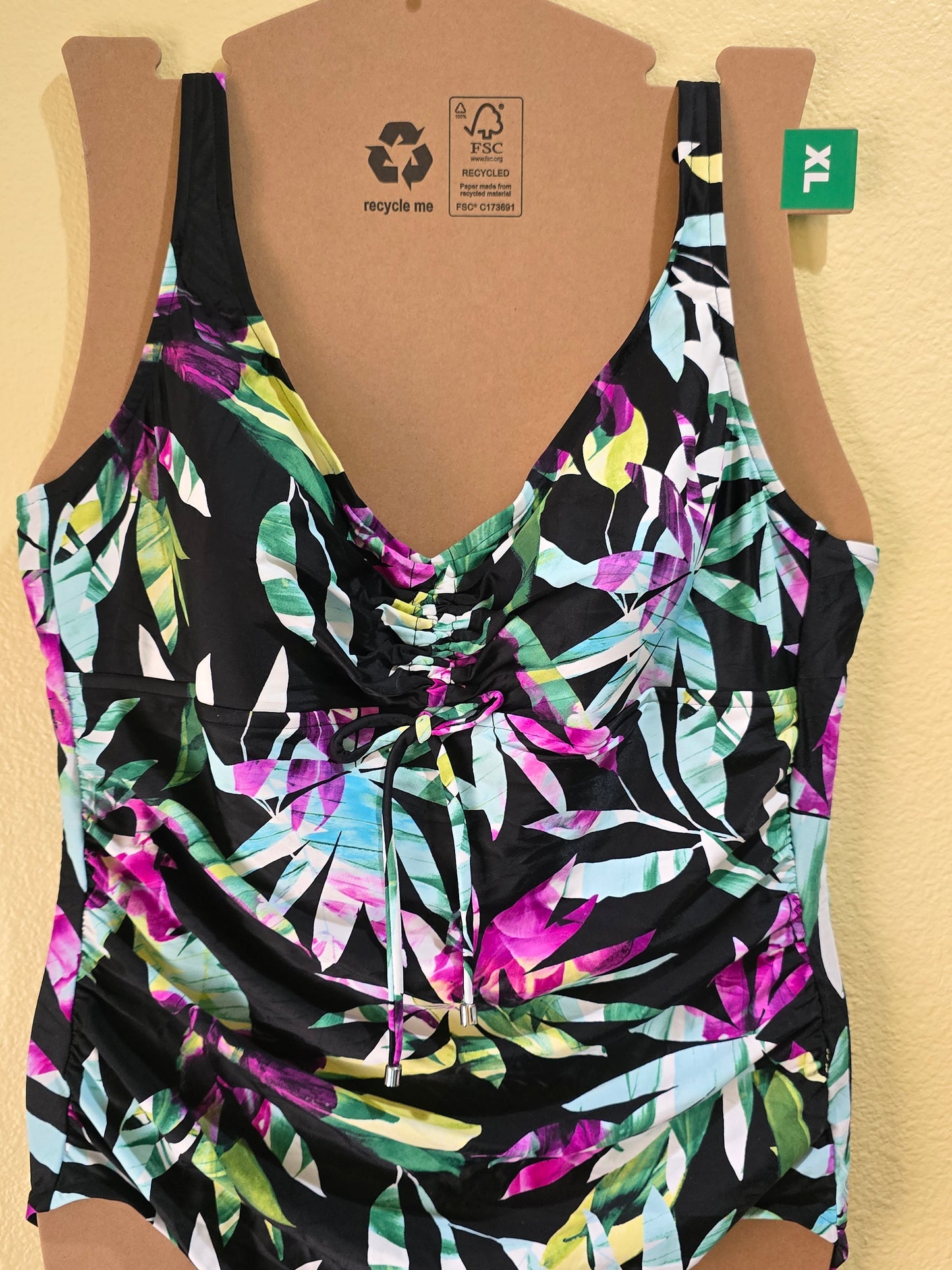 Tropical Floral Resort Vacation Beach Whimsy Goth Y2K One Chic Piece Swimsuit XL