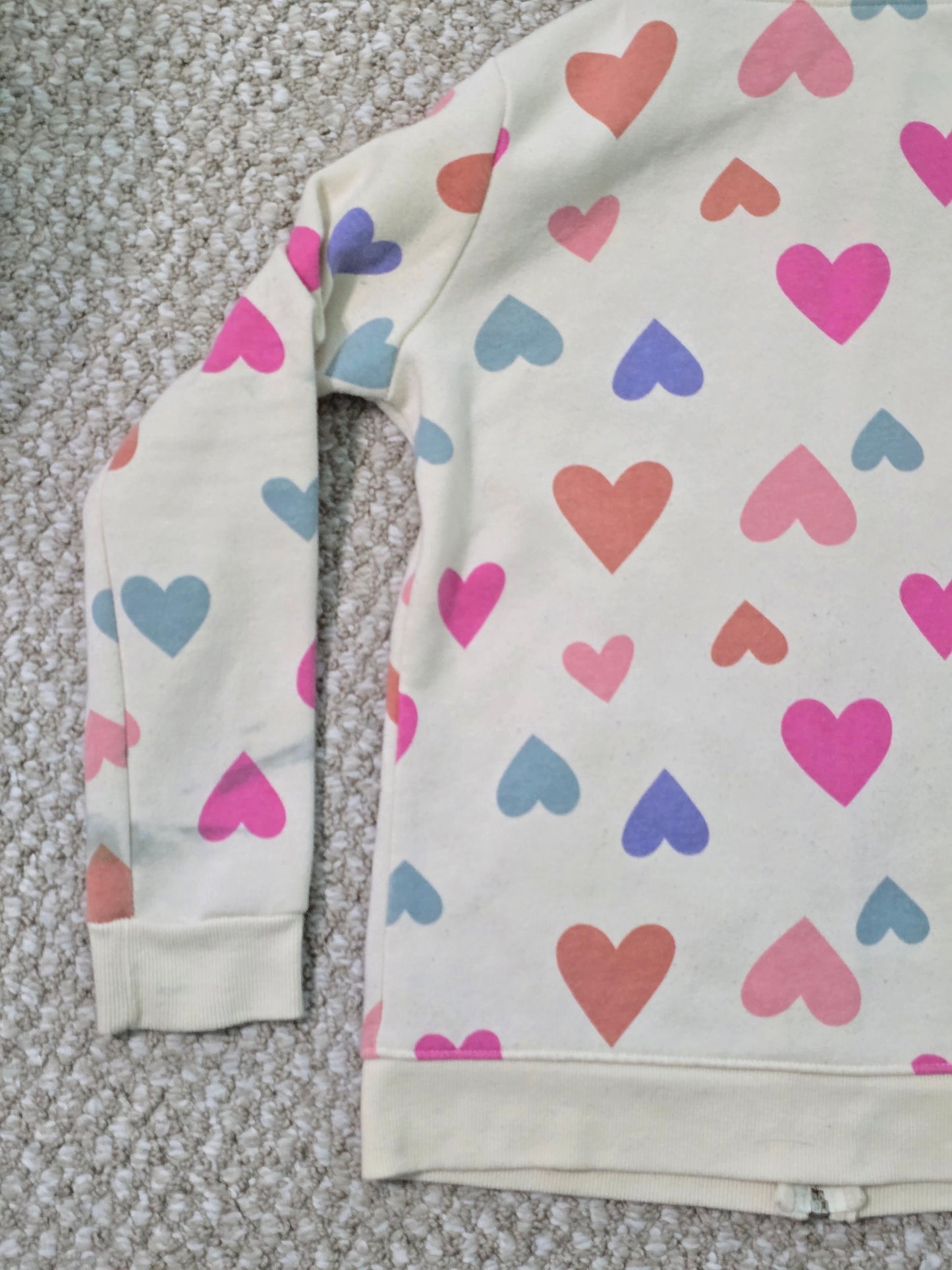 Hearts Cute Boho Cozy Colorful Full Zip Hoodie Sweater Cat & Jack Girls L 10/12