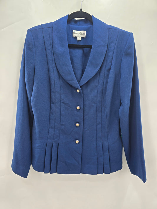 Vintage Blue Y2K Nautical Preppy Boss Pleated Career Fairy Suit Blazer Plus 16P