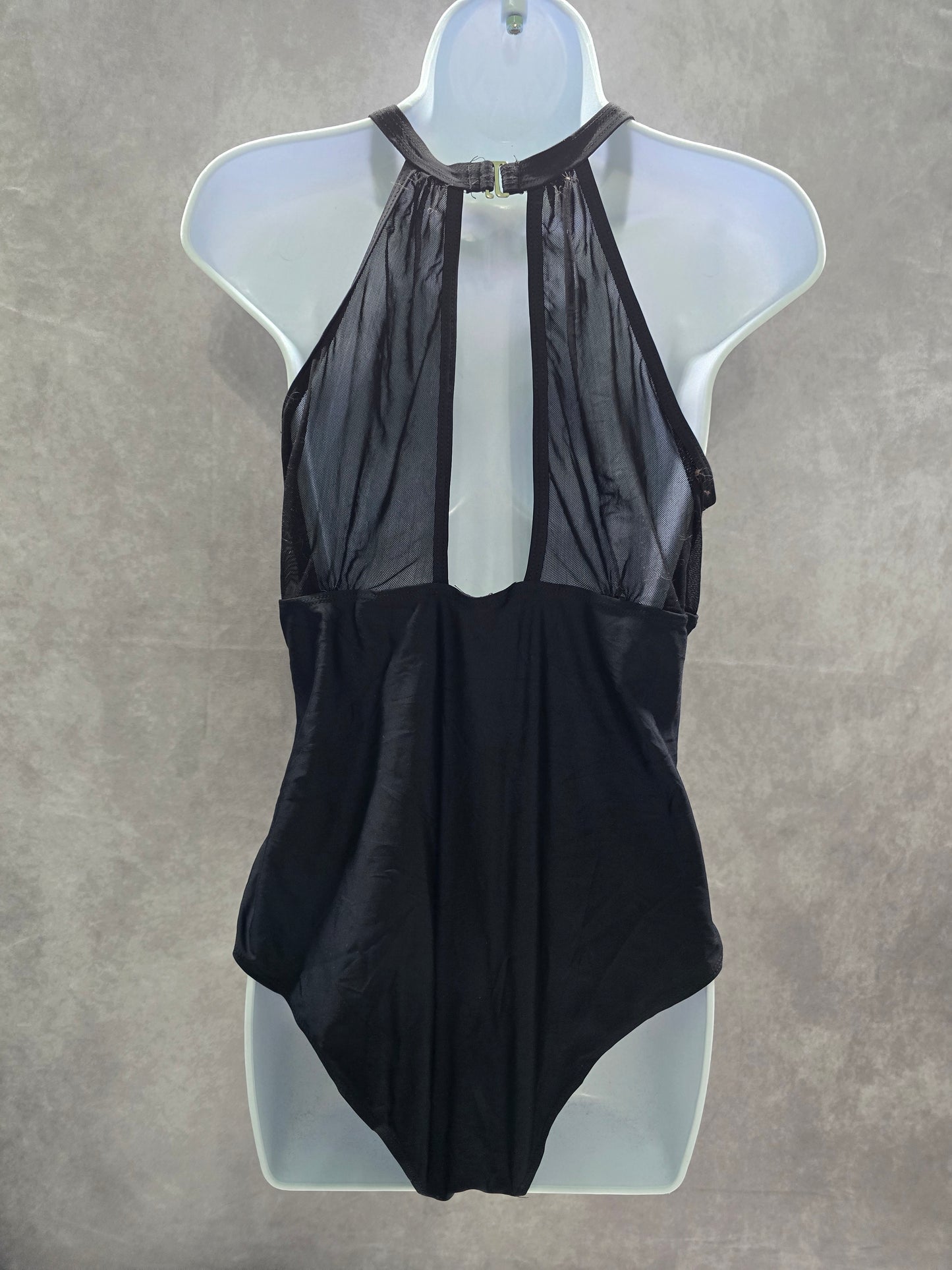 Black Whimsy Goth Ruched One Piece Swimsuit Beach Vacation Large