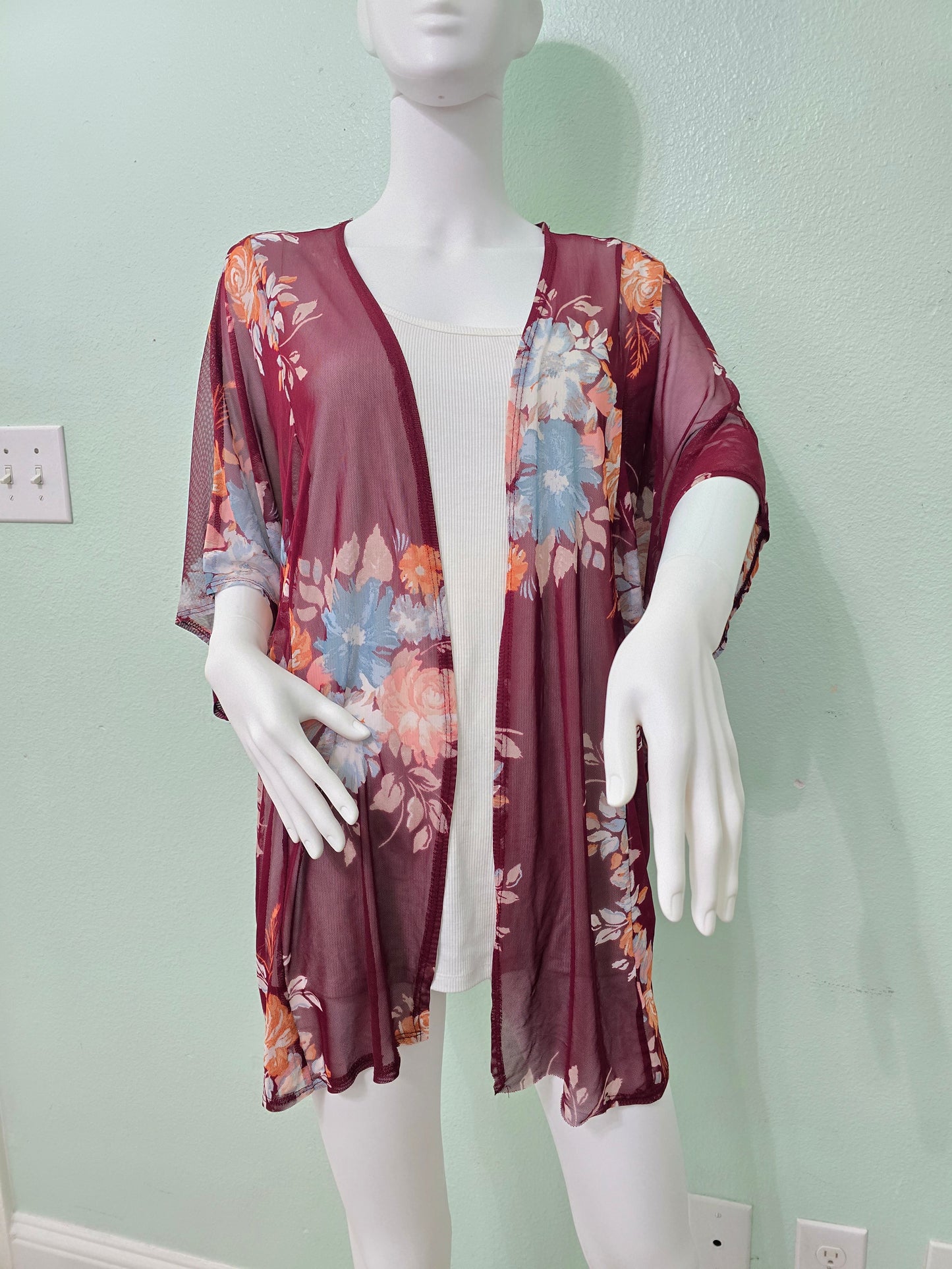 Floral Boho Fairy Coquette Indie Whimsygoth VTG Cottagecore Wrap Kimono Top XL