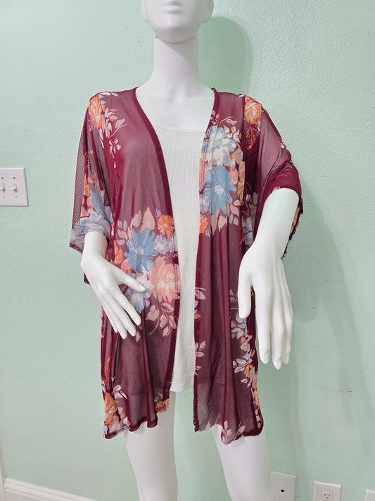 Floral Boho Fairy Coquette Indie Whimsygoth VTG Cottagecore Wrap Kimono Top XL