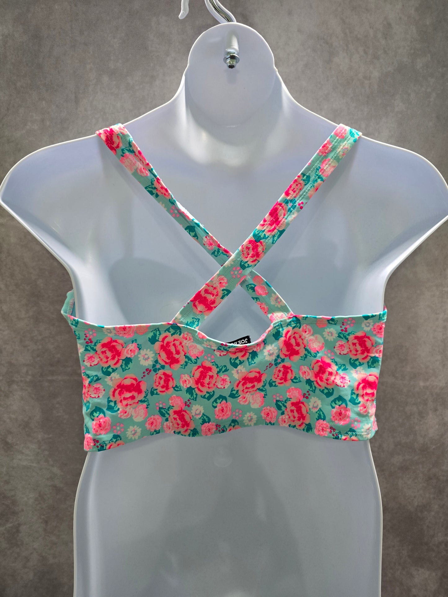 Joe Boxer Blue Floral Bikini Boho Bow Coquette Swim Top Plus 2X