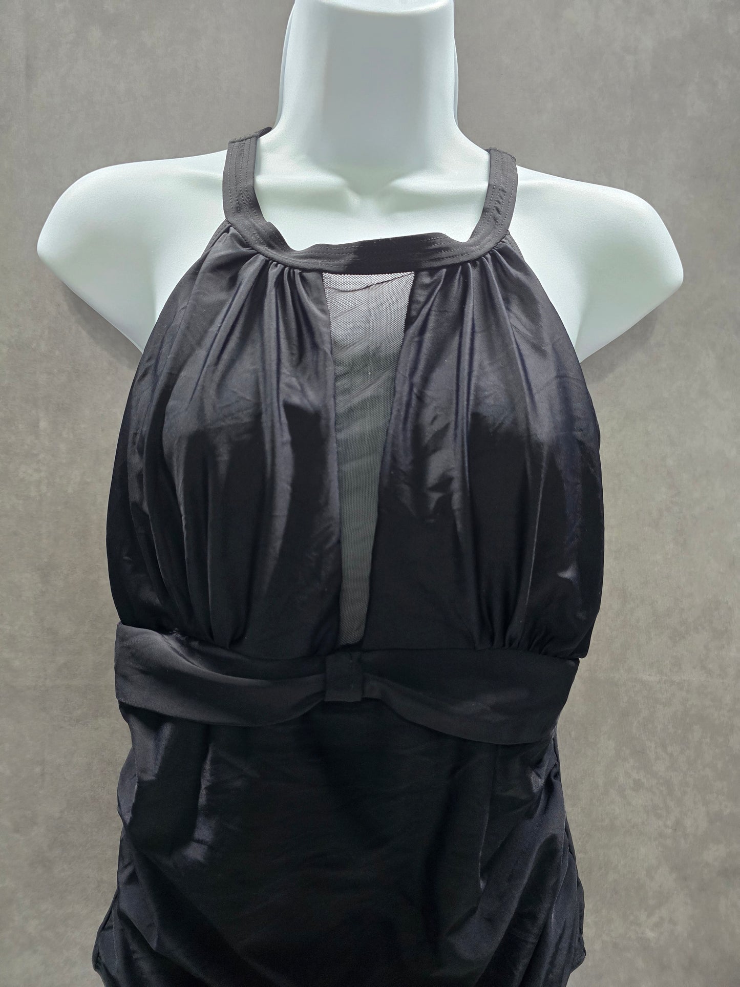 Black Whimsy Goth Ruched One Piece Swimsuit Beach Vacation Large