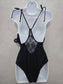 Black Lace One Piece Swimsuit Whimsygoth 90s Vacation Beach Goth Dark Large