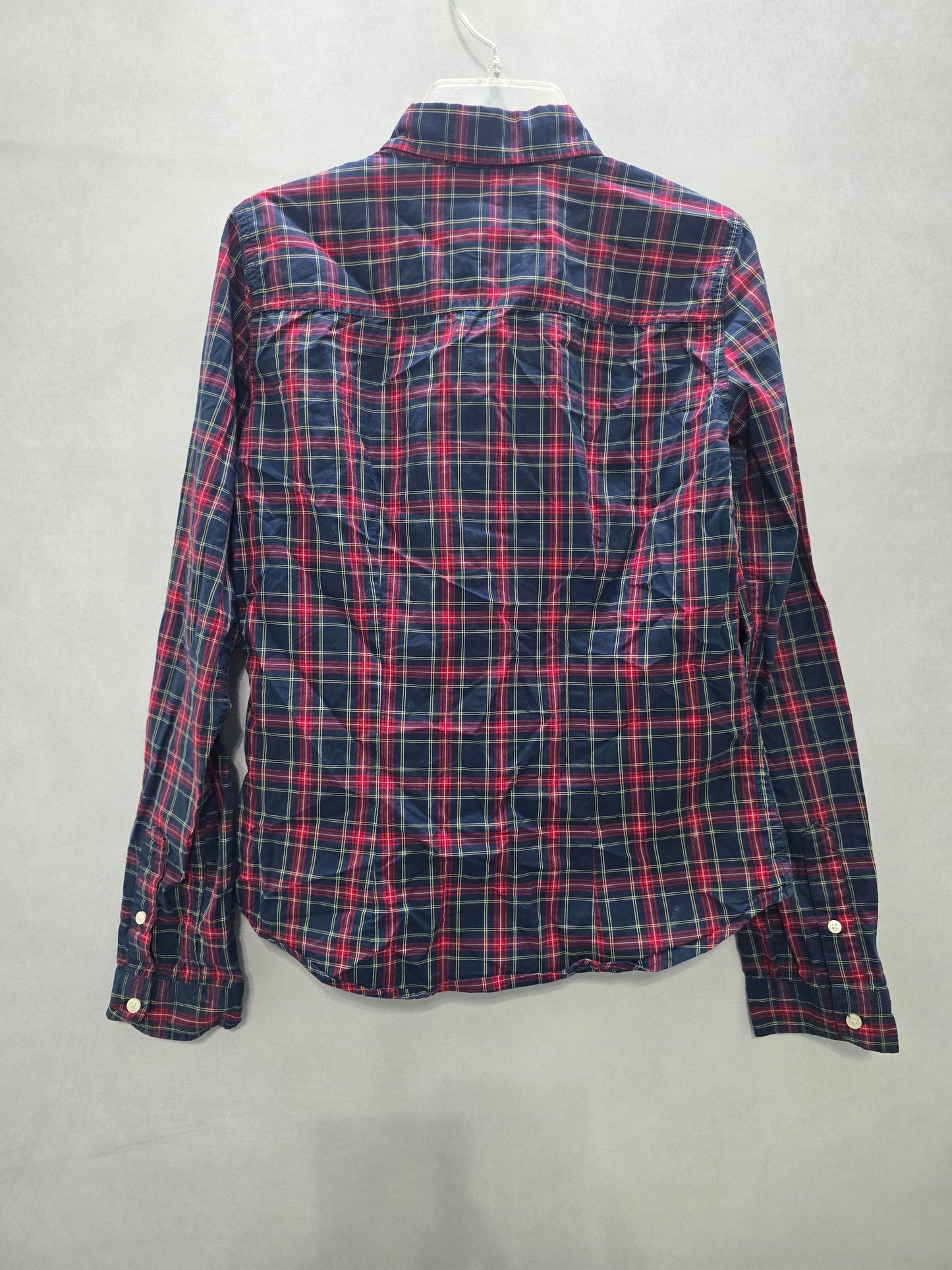 Blue Plaid Button Down Abercrombie & Fitch Long Sleeve Boys Shirt XS