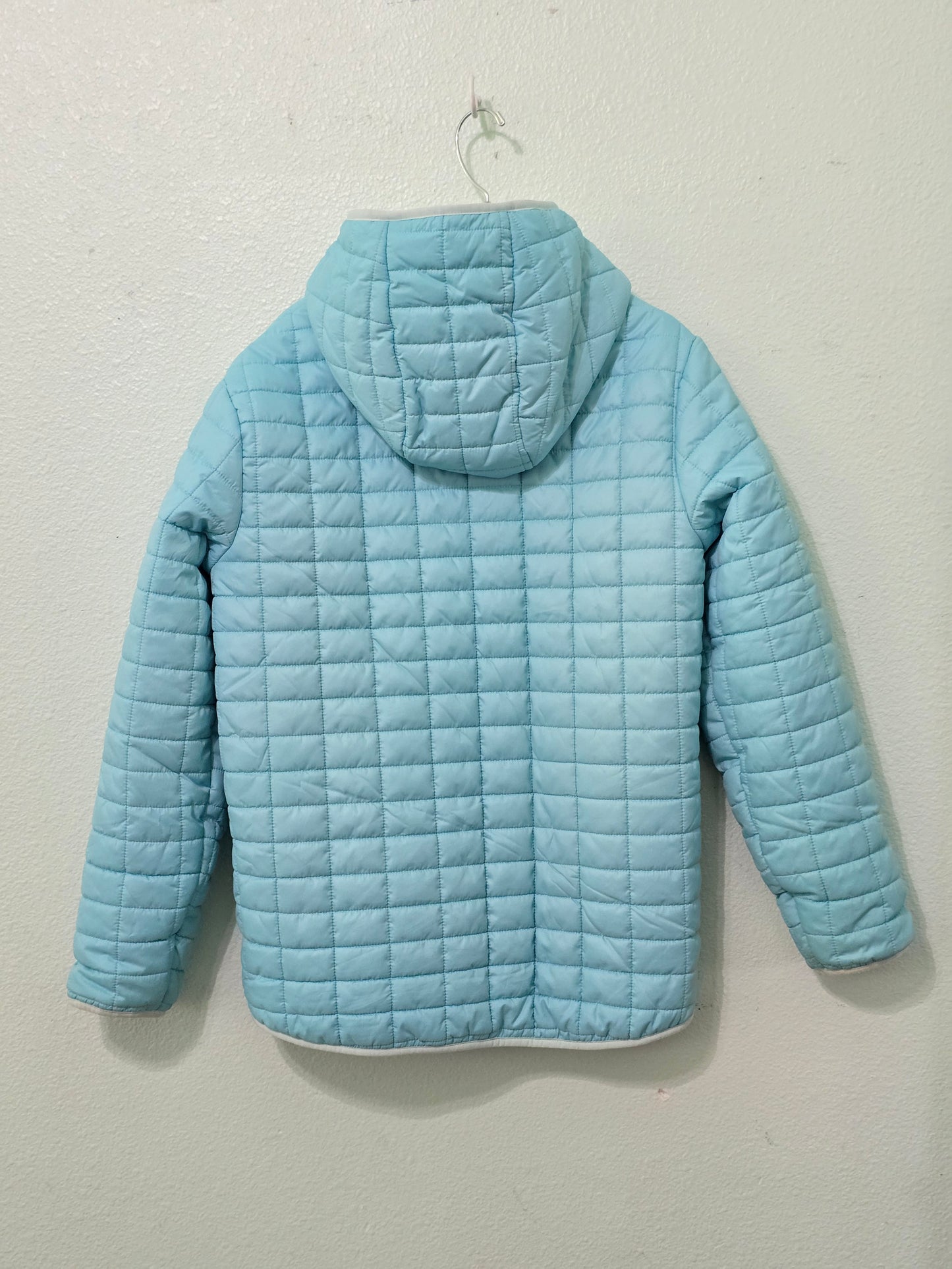 Cat & Jack Blue Puffer Quilt Fleece Lined Hoodie Full Zip Girls Youth Jacket XL