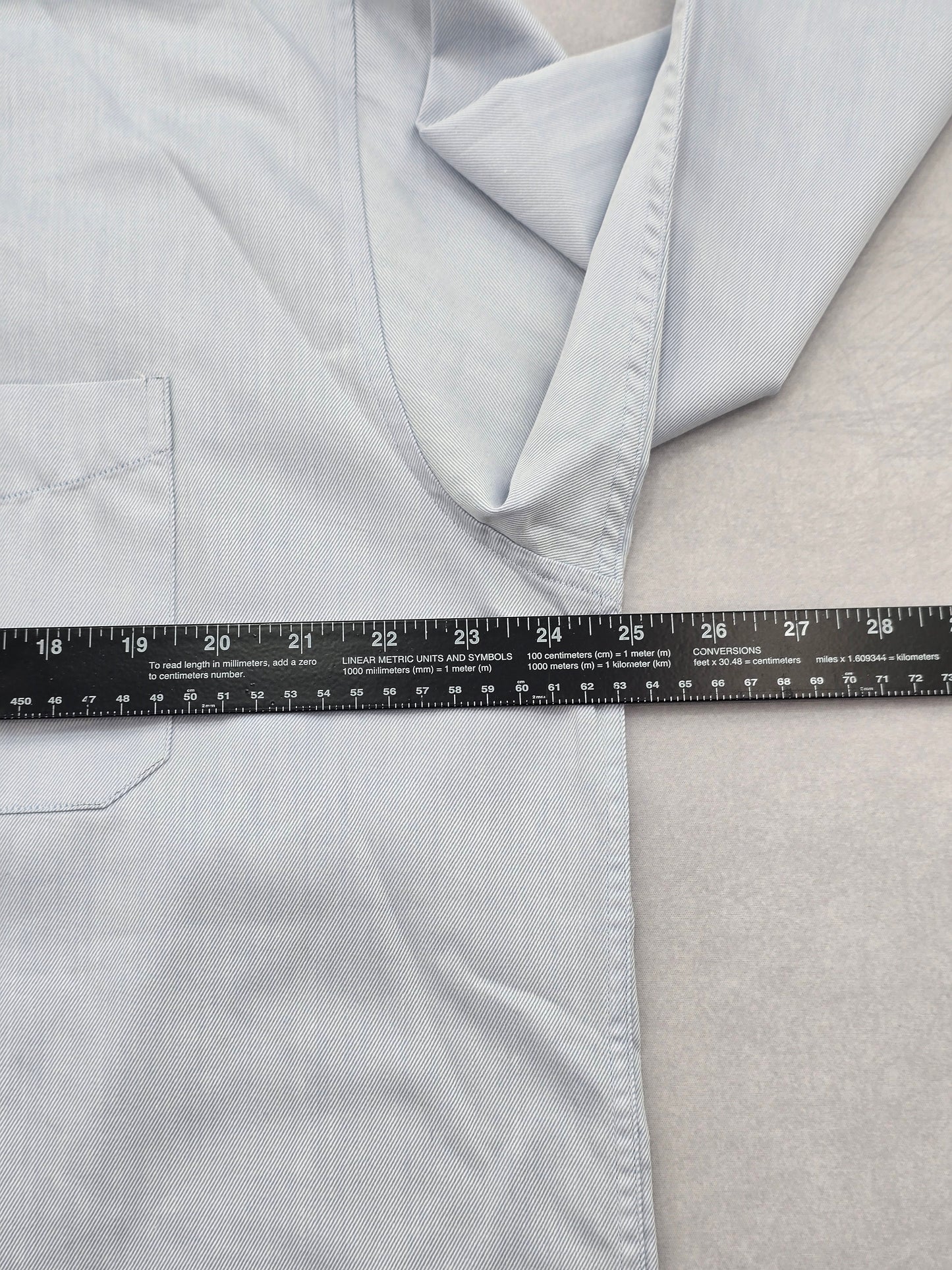 Blue Collared Formal Wedding Button Up Cotton Dress Work 16.5 Neck Shirt L 34/35